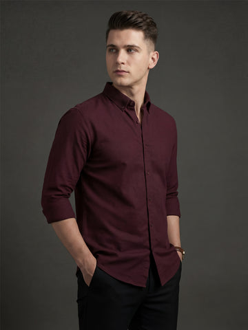 TrueOxford: Oxford Cotton 2-Way Stretch Solid Smart Casual Shirt