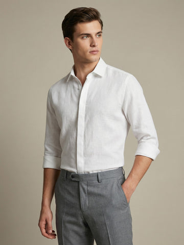 FreshAura: Perfume Finish Cotton Linen Solid Formal Shirt