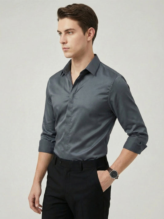 SoftLustre: Satin Finish Soft Solid Party Shirt