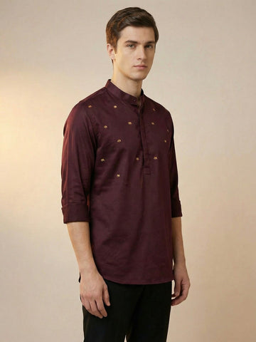 SatinPro-Lite: Satin 2-Way Stretch Foil Printed Festive Kurta