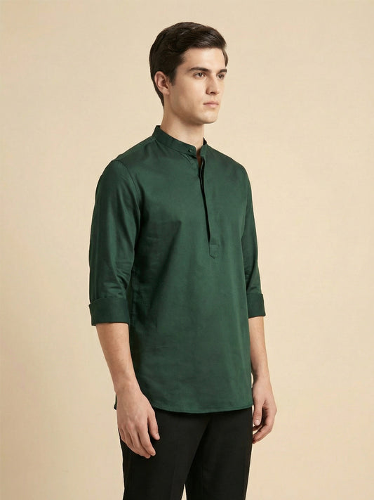 SatinPro-Lite: Satin 2-Way Stretch Solid Ethnic Kurta