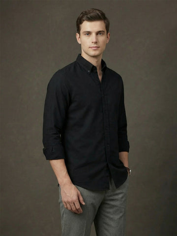 TrueOxford: Oxford Cotton 2-Way Stretch Solid Smart Casual Shirt