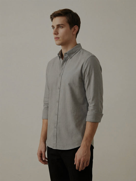 TrueOxford: Oxford Cotton 2-Way Stretch Solid Smart Casual Shirt