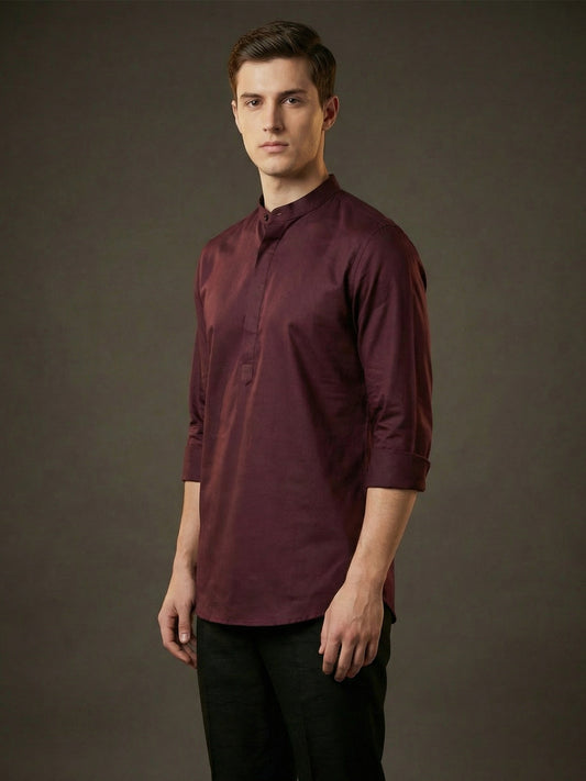 SatinPro-Lite: Satin 2-Way Stretch Solid Ethnic Kurta