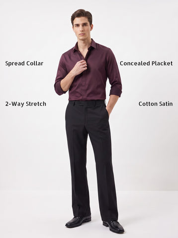 Solid Satin Stretch Mahogany Shirt