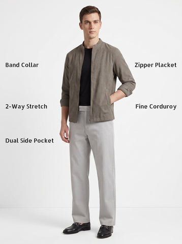 Solid Micro Corduroy Stretch Mud Brown Shacket
