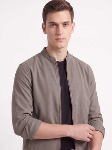 Solid Micro Corduroy Stretch Mud Brown Shacket