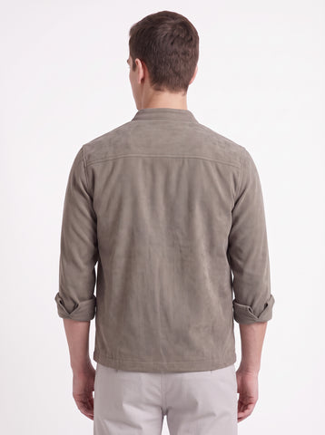Solid Micro Corduroy Stretch Mud Brown Shacket