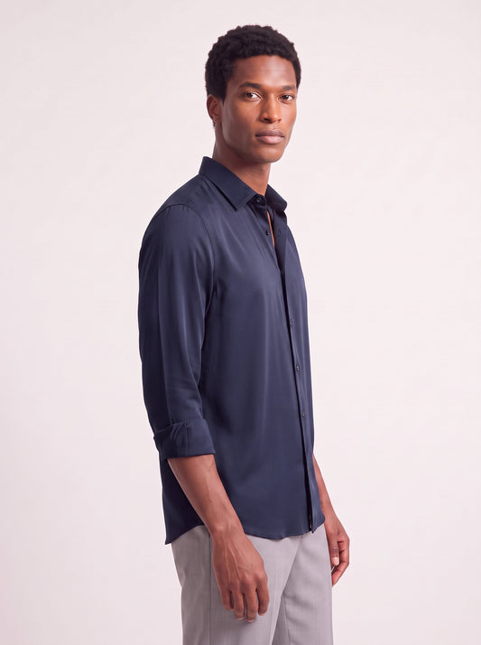 Men's Wrinkle Free 4-Way Stretch Solid Formal Shirt