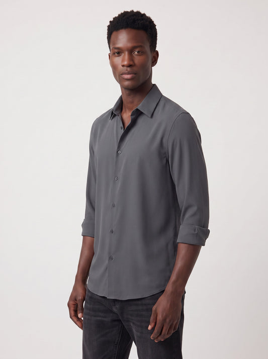 Men's  Wrinkle Free 4-Way Stretch Solid Formal Shirt