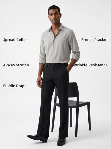 Solid Non-Iron Fluidic Light Grey Shirt