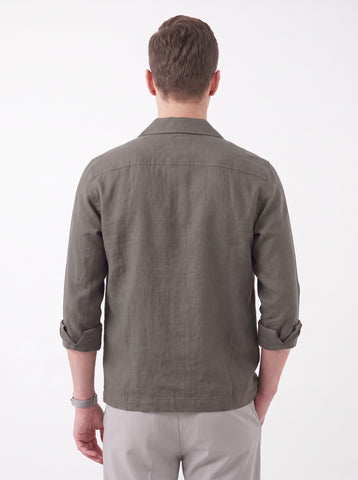 Solid Airy Linen Khaki Shacket