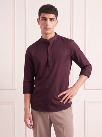Men's Satin 2-Way Stretch Solid Ethnic Kurta