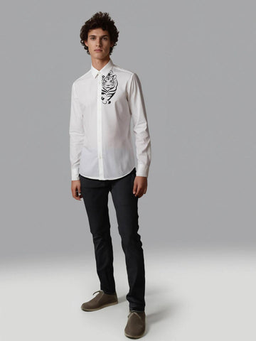 White Animal Printed Casual Designer Shirt For Men by HE SPOKE