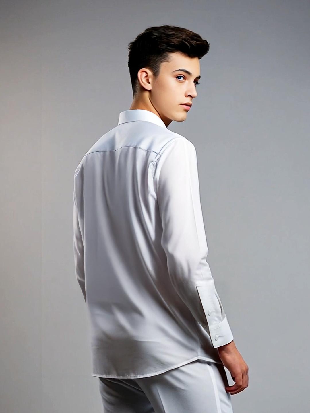 White Geometric Embroidered Party Designer Shirt For Men by HE SPOKE