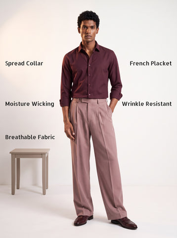 Solid Airy Non-Iron Burgundy Shirt