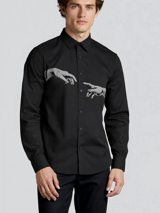 Black Conversational Printed Casual Designer Shirt For Men by HE SPOKE