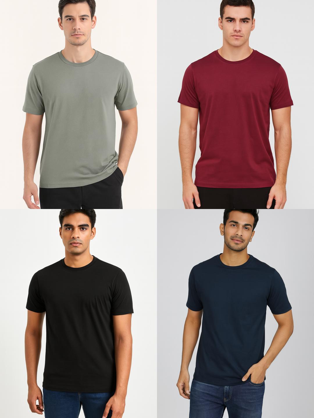 ASSORTED Solid Casual Designer Tee For Men by HE SPOKE