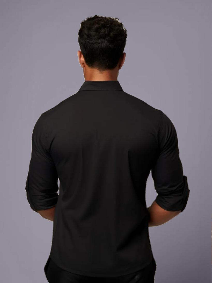 Black Printed Casual Designer Shirt For Men by HE SPOKE