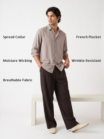 Solid Airy Non-Iron Taupe Shirt