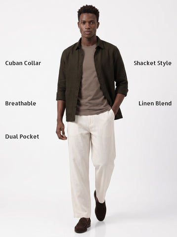 Solid Airy Linen Coffee Shacket