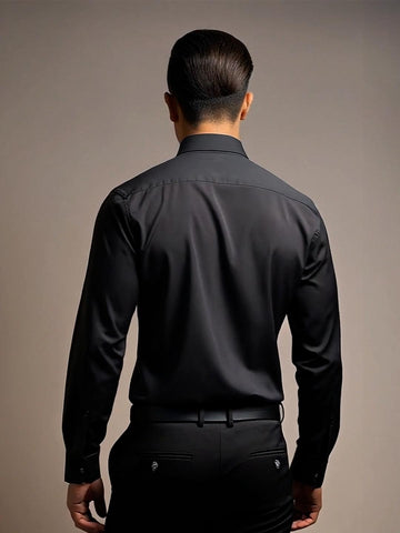 Black Geometric Embroidered Party Designer Shirt For Men by HE SPOKE