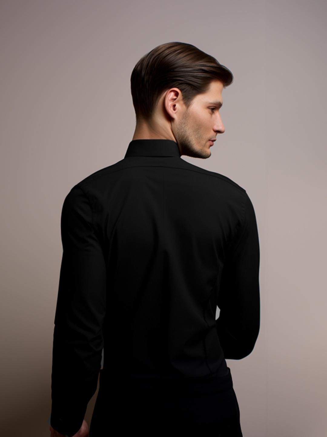 Black Geometric Cord Formal Designer Shirt For Men by HE SPOKE