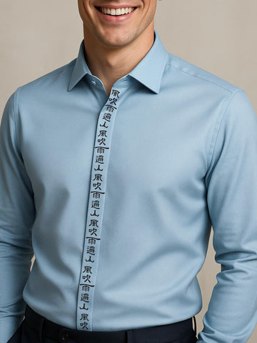 Blue Typography Printed Casual Designer Shirt For Men by HE SPOKE