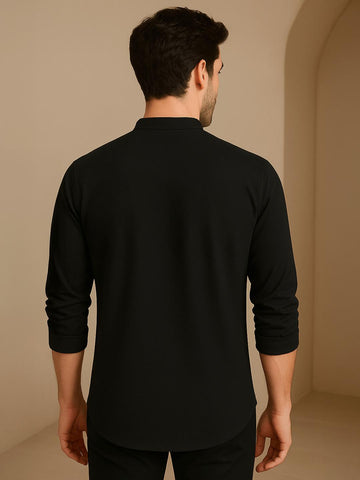 Black Animal Printed Daily Designer Kurta For Men by HE SPOKE