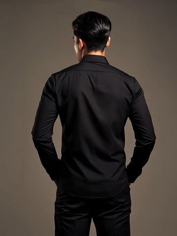 Black Geometric Embroidered Party Designer Shirt For Men by HE SPOKE