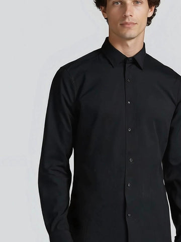 Black Solid Casual Designer Shirt For Men by HE SPOKE