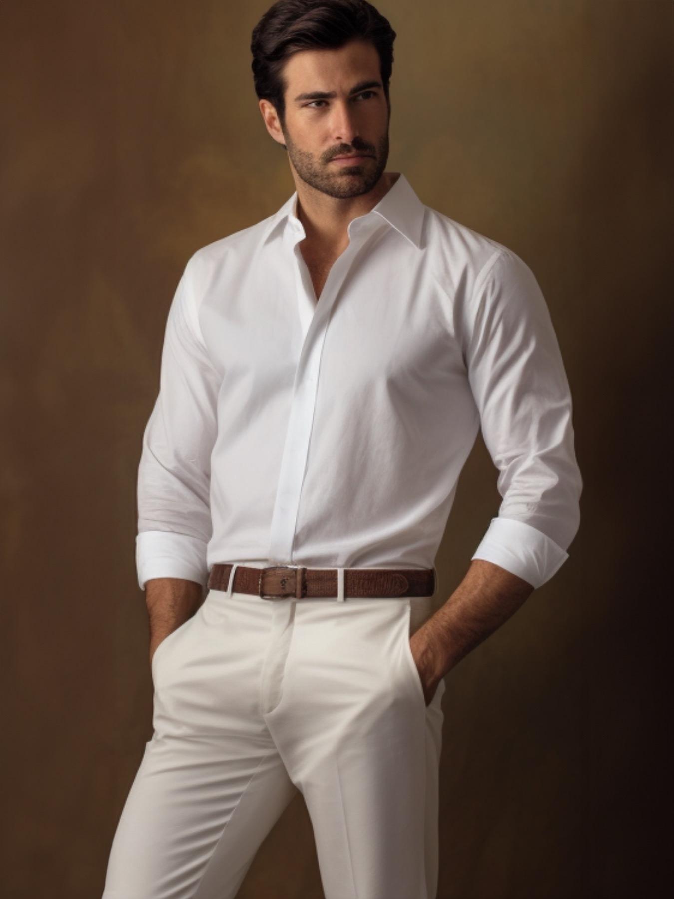 White Solid Formal Designer Shirt For Men by HE SPOKE