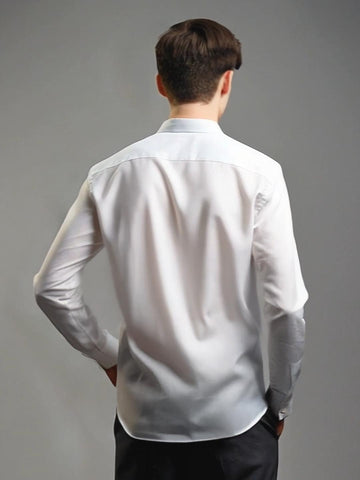 White Geometric Embroidered Casual Designer Shirt For Men by HE SPOKE