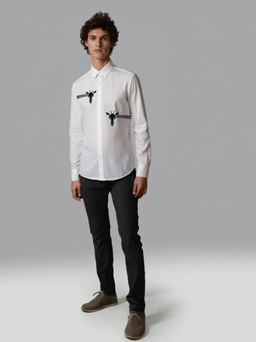 White Animal Printed Casual Designer Shirt For Men by HE SPOKE