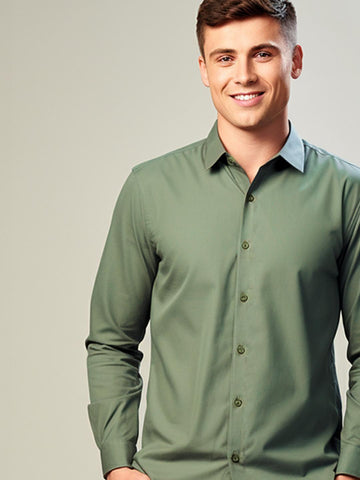 Green Solid Casual Designer Shirt For Men by HE SPOKE