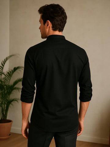 Black Solid Daily Designer Kurta For Men by HE SPOKE