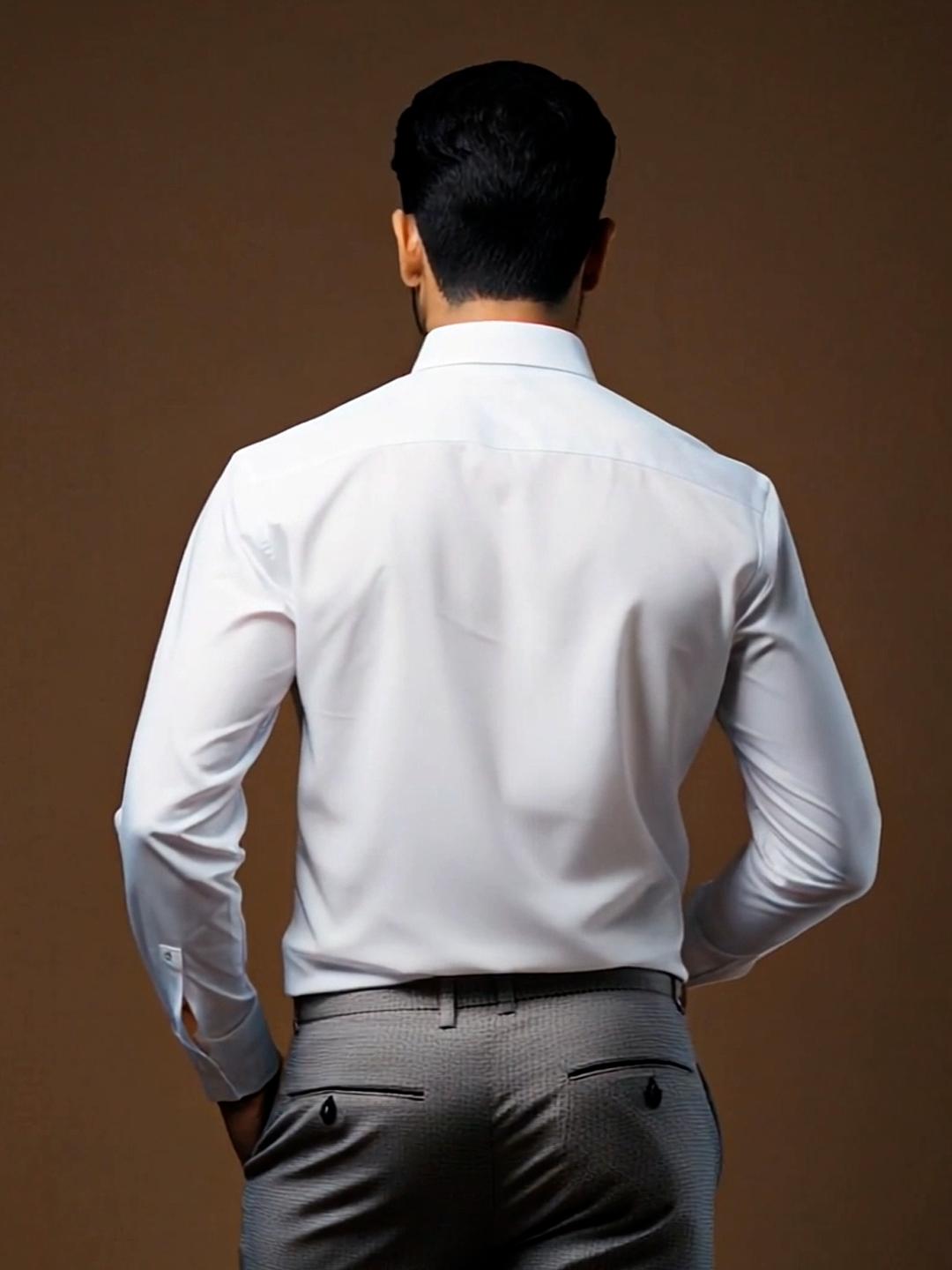 White Geometric Embroidered Party Designer Shirt For Men by HE SPOKE