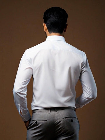 White Geometric Embroidered Party Designer Shirt For Men by HE SPOKE