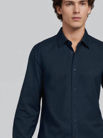 Navy Floral Printed Casual Designer Shirt For Men by HE SPOKE