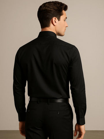 Black Geometric Embroidered Party Designer Shirt For Men by HE SPOKE