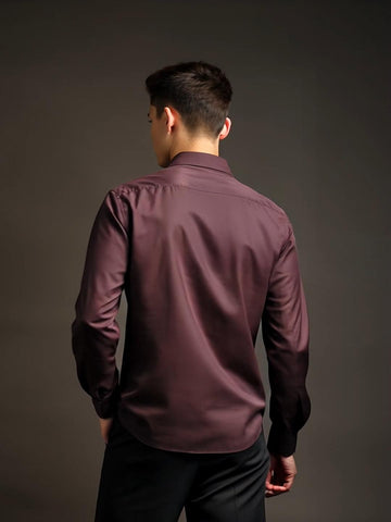 Burgundy Geometric Embroidered Smart Casual Designer Shirt For Men by HE SPOKE