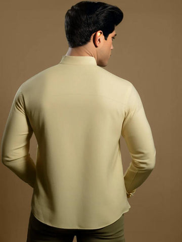 Cream Animal Printed Casual Designer Shirt For Men by HE SPOKE