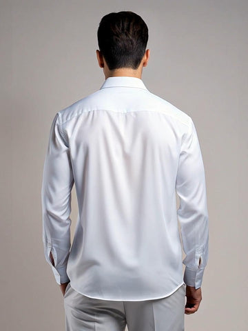 White Geometric Embroidered Casual Designer Shirt For Men by HE SPOKE