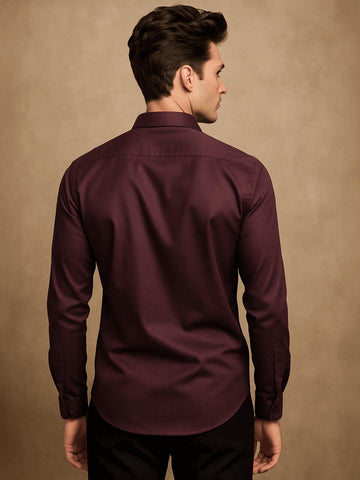 Burgundy Animal Embroidered Party Designer Shirt For Men by HE SPOKE
