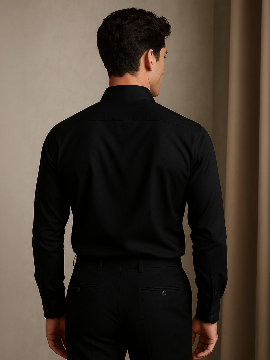 Black Geometric Embroidered Party Designer Shirt For Men by HE SPOKE