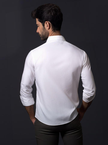 White Abstract Printed Casual Designer Shirt For Men by HE SPOKE