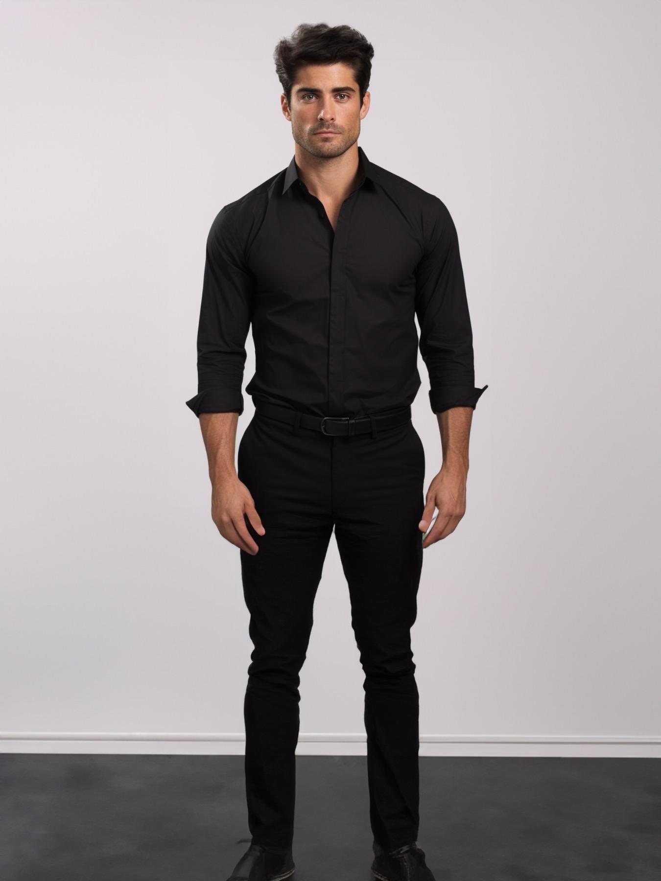 Black Solid Formal Designer Shirt For Men by HE SPOKE