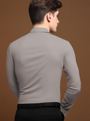Grey Geometric Embroidered Casual Designer Shirt For Men by HE SPOKE