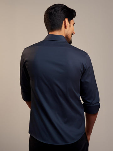 Navy Floral Printed Casual Designer Shirt For Men by HE SPOKE
