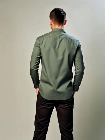 Green Solid Casual Designer Shirt For Men by HE SPOKE